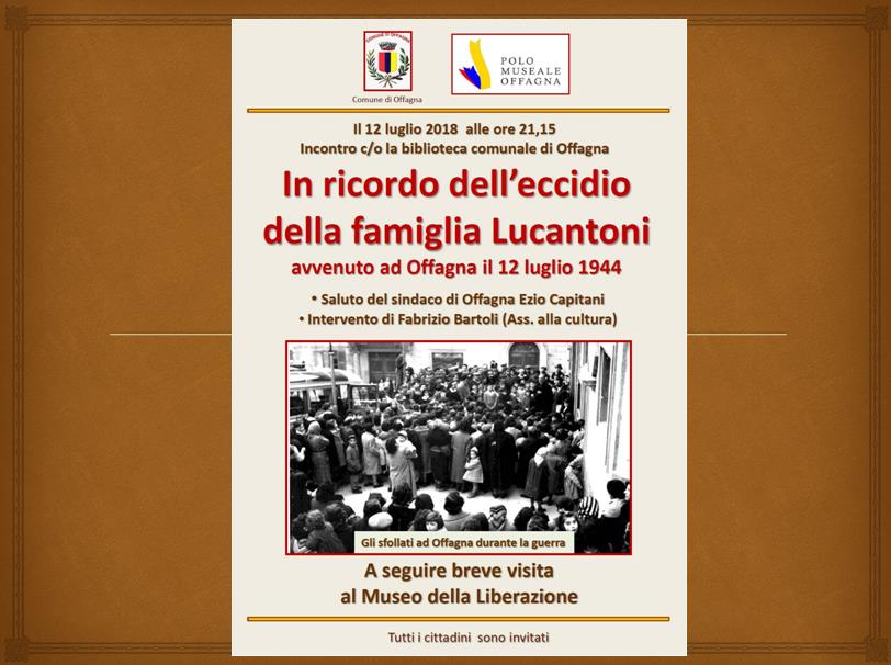 Conferenza in ricordo dell'eccidio della famiglia Lucantoni