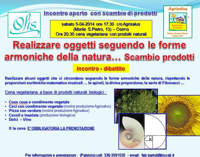 conferenza realizzare oggetti seguendo le forme armoniche della natura